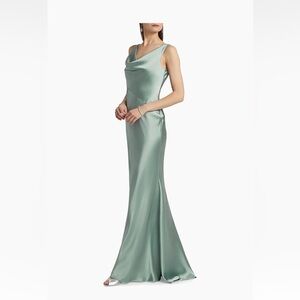 Amsale Jade Green Cowl Neck Gown